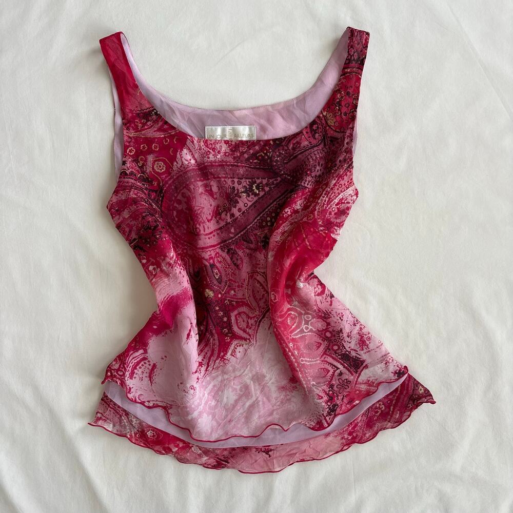 Y2K Silk Pink Paisley Fairy Top - Size M